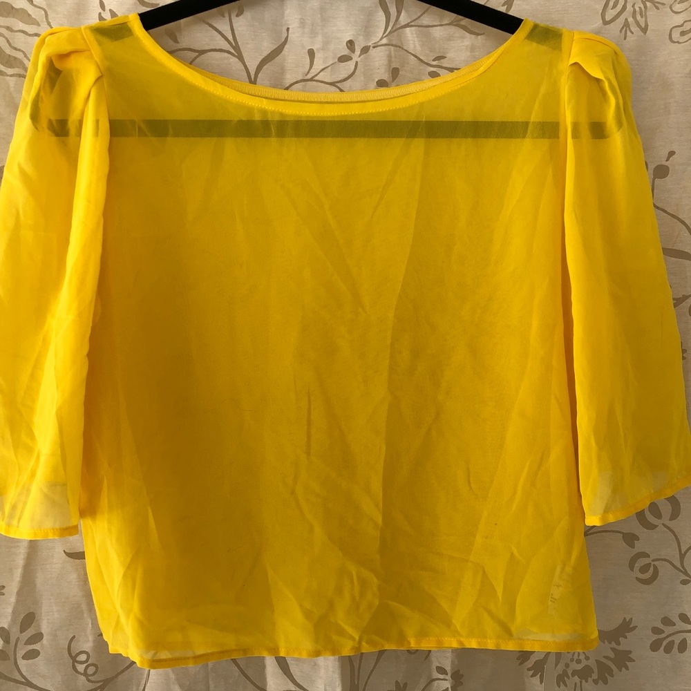 Puff Sleeve Blouse M yellow American Apparel New